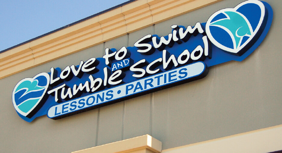 Love to Swim and Tumble School Sign